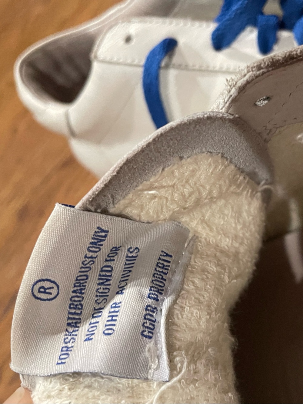 Golden Goose Hi Star Sneakers White Gold Star Blue Laces Size 40 Made In Italy - Picture 7 of 10